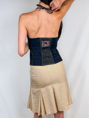 Iceberg 2000s Denim Bandage Halter Corset Top - M