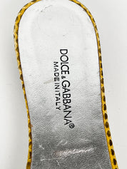 Dolce & Gabbana Python Embossed Floral Embroidered Slide Sandals - EU 37.5