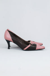 Krystel France 2000s Pink and Brown Pointed Heels - EU 37