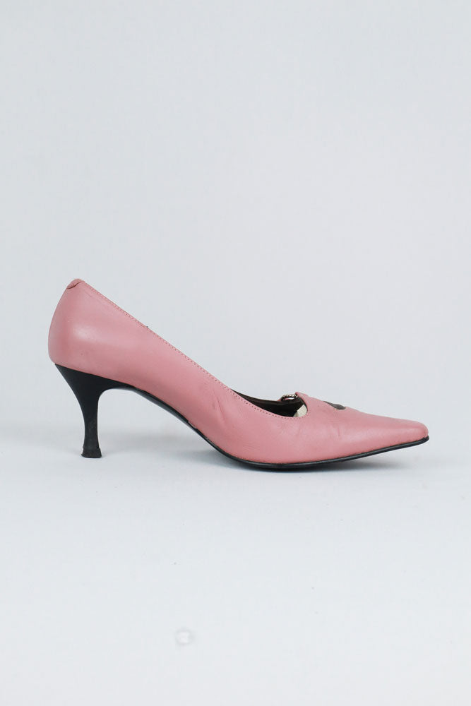 Krystel France 2000s Pink and Brown Pointed Heels - EU 37