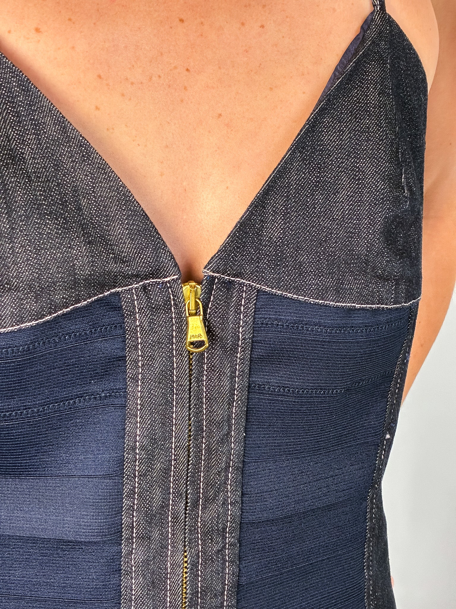 Iceberg 2000s Denim Bandage Halter Corset Top - M