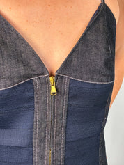 Iceberg 2000s Denim Bandage Halter Corset Top - M