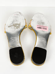 Dolce & Gabbana Python Embossed Floral Embroidered Slide Sandals - EU 37.5