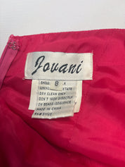 Jovani 2000s Hot Pink Sequin Bodice Silk Ruffle Halter Gown - S/M