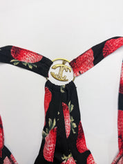 Just Cavalli 2000s Strawberry Print Halter Mini Dress - M/L