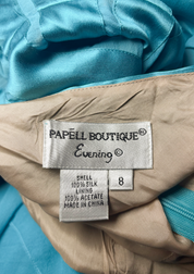 Papell Boutique 2000s Teal Silk Halter Midi Dress - XS/S