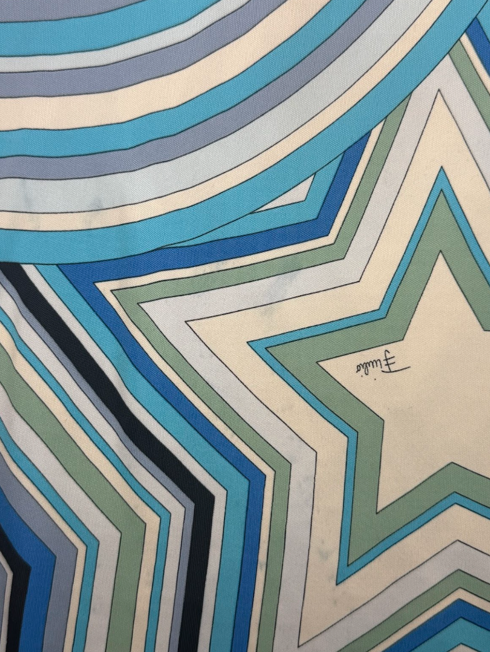 Emilio Pucci 2000s Blue & Green Star Print Top - S/M