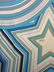Emilio Pucci 2000s Blue & Green Star Print Top - S/M
