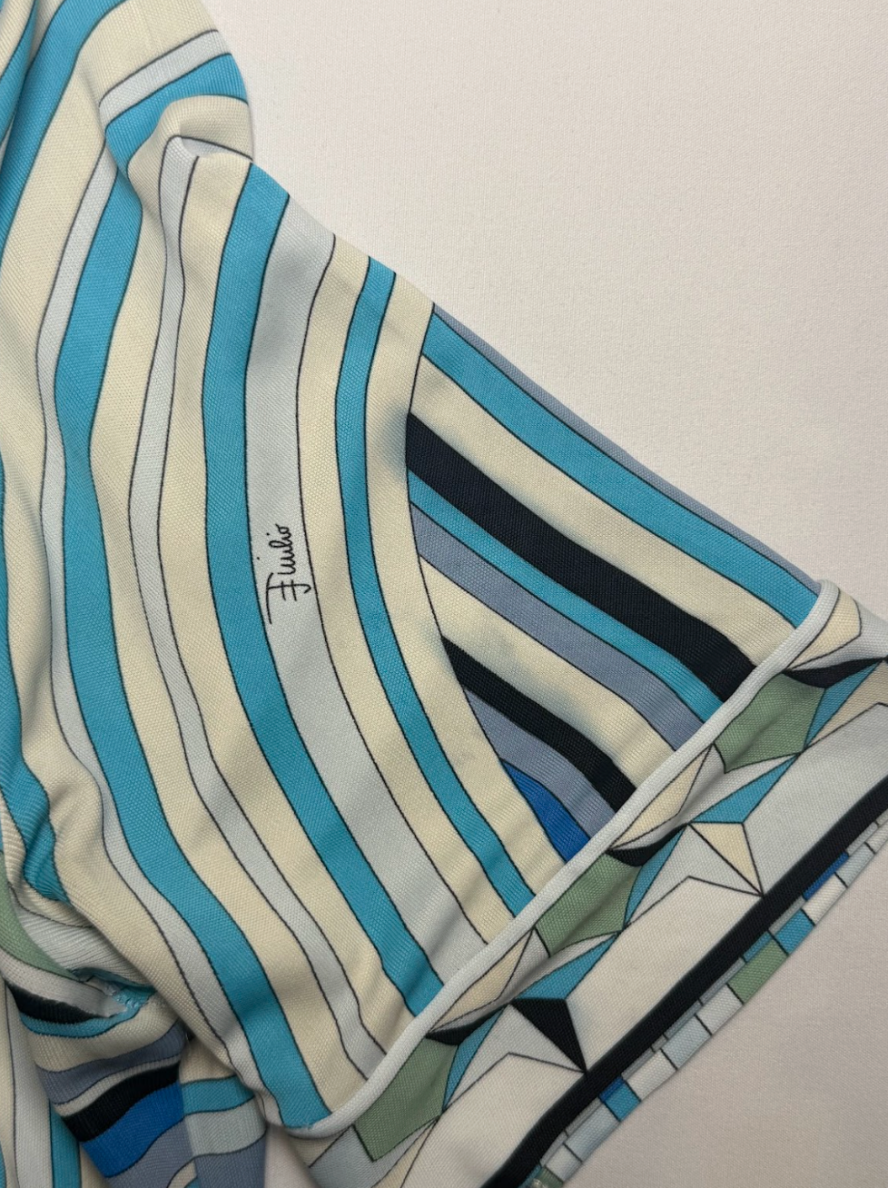 Emilio Pucci 2000s Blue & Green Star Print Top - S/M