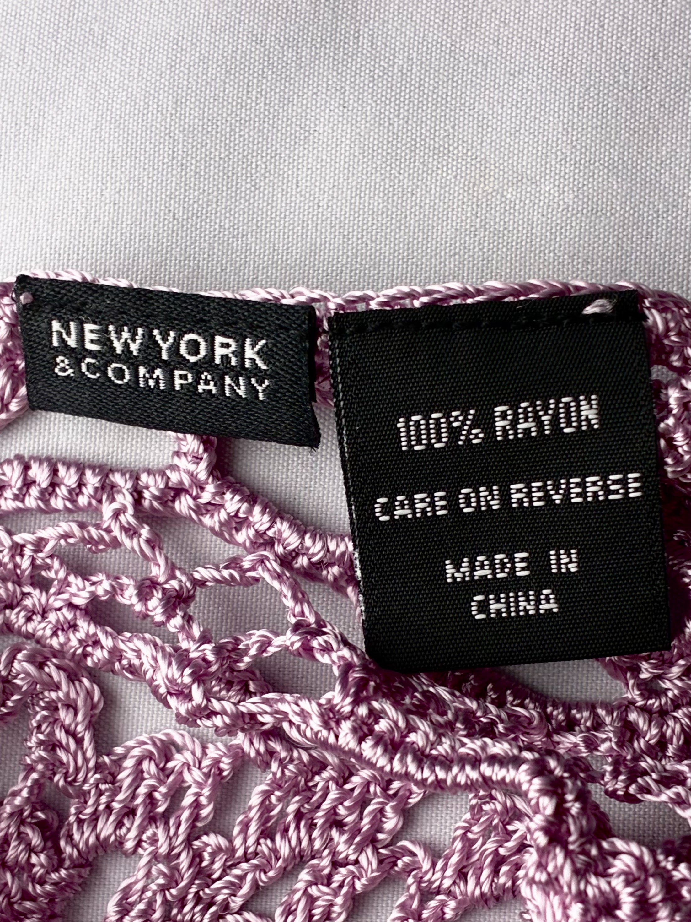 New York & Company 2000s Lavender Crochet Fringe Shawl - One Size