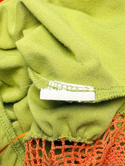 Ingwa Melero 2000s Lime Green & Orange Crochet Halter Top - XS/S