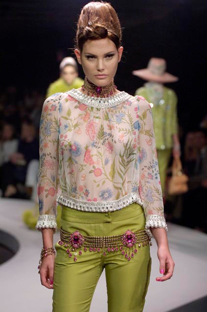 Christian Dior 2008 Cruise Floral Silk Paneled Top by John Galliano - XS/S