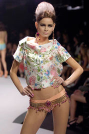 Christian Dior 2008 Cruise Floral Silk Paneled Top by John Galliano - XS/S