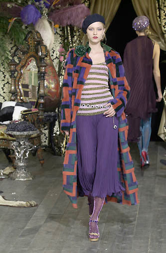 Dolce & Gabbana FW 2000 Purple Metallic Striped Tank and Scarf Set - S/M