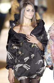 Roberto Cavalli FW2002 Leopard Metallic Print Long Sleeve Top - S-L