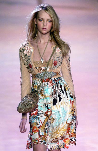 Blumarine SS 2005 Africa Print Wrap Top & Skirt Set - M/L