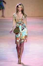 Blumarine SS 2005 Africa Print Wrap Top & Skirt Set - M/L