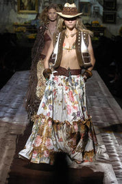 Roberto Cavalli S/S 2005 Botanical Fruit & Tiger Print Tie-Front Top - S/M