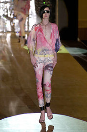 Roberto Cavalli 2001 Eye and Rose Printed Jeans