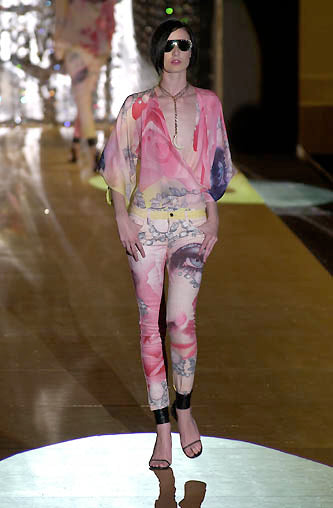 Roberto Cavalli 2001 Eye and Rose Printed Jeans